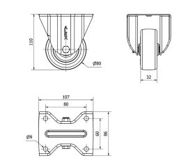 R.FIJA INOX.17ZVLI80-POA POLIAMIX BLANCO-POLIUR.AZUL EJE LISO