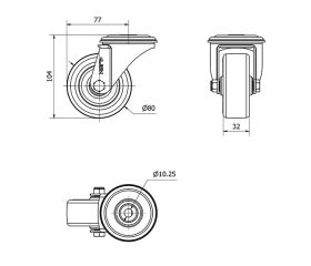 R.GIR.AGUJERO M10 INOX.20ZVLI80-POA POLIAMIX BLANCO-POLIUR.AZUL LISO