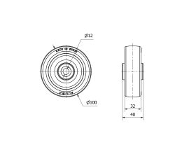 RUEDA POLR100-12-40 NUCLEO POLIAMIX BLANCO Y BANDA POLIUR.MARRON ROD