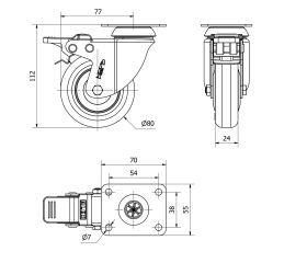 R.GIR.PLACA FRENO INOX.10BHIFD80CP-PPI POLIAMIX-POLIUR.ROJO EJE LISO