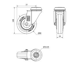 R.GIR.AGUJERO M10 INOX.20BHI80CP-PPI POLIAMIX-POLIUR.ROJO EJE LISO