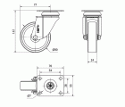 R.GIR.PLACA INOX.10BHI80-SL PLASTICO BLANCO EJE LISO