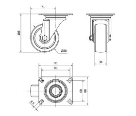 R.GIR.PLACA INOX.10ZLI80-UT POLIAMIX BLANCO EJE LISO