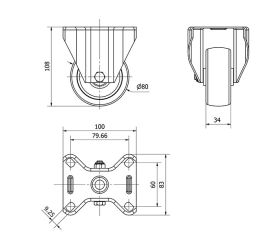 R.FIJA INOX.17ZLI80-UT POLIAMIX BLANCO EJE LISO