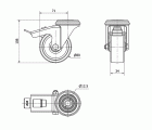 R.GIR.AGUJERO M12 FRENO INOX.20ZLIFD80-UT POLIAMIX BLANCO EJE LISO
