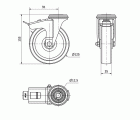 R.GIR.AGUJERO M12 FRENO INOX.20ZLIFD125-UT POLIAMIX BLANCO EJE LISO