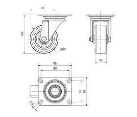 R.GIR.PLACA INOX.10ZLI80-POL POLIAMIX BLANCO-POLIUR.MARRON EJE LISO