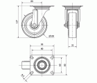 R.GIR.PLACA INOX.10ZLI100-POL POLIAMIX BLANCO-POLIUR.MARRON EJE LISO