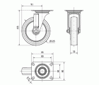 R.GIR.PLACA INOX.10ZLI125-POL POLIAMIX BLANCO-POLIUR.MARRON EJE LISO