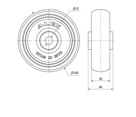 RUEDA PGZN100-12-40 NUCLEO POLIAMIX Y BANDA GOMA GRIS INYECT.LISO