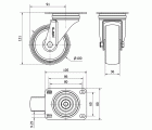 R.GIR.PLACA INOX.10ZVLI100-TN NYLON BLANCO EJE LISO