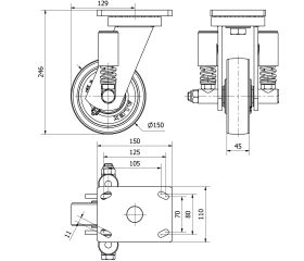 R.GIR.PLACA 10HLSE150-FTB SUSPENSION NYLON BLANCO EXTRAF.EJE BOLAS
