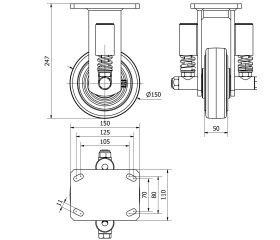 R.FIJA 17HLSE150-HGB SUSPENSION HIERRO-GOMA NEGRA NATURAL EJE BOLAS