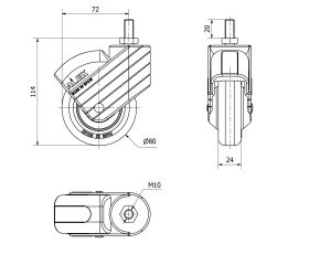 R.GIR.ESPIGA ROSC.M10x20 AZUL 50HP80CP-PGI POLIAMIX-GOMA NEGRA LISO
