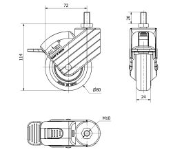 R.GIR.ESP.ROSC.M10x20 FR.AZUL 50HPFN80CP-PGI POLIAMIX-GOMA NEGR.LISO
