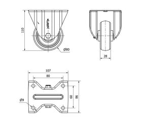 R.FIJA 17ZVL80-PGZN POLIAMIX-GOMA GRIS INYECT.EJE LISO