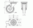 R.GIR.PLACA INOX.10ZVLI100-PGZN POLIAMIX-GOMA GRIS INYECT.EJE LISO