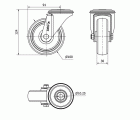 R.GIR.AGUJERO M10 INOX.20ZVLI100-PGZN POLIAMIX-GOMA GRIS INYECT.LISO