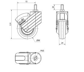 R.GIR.ESPIGA ROSC.M10x20 GRIS 50HP80CP-PGI POLIAMIX-GOMA GRIS LISO