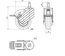 R.GIR.ESP.ROSC.M10x20 FR.GRIS 50HPFN80CP-PGI POLIAMIX-GOMA GRIS LISO