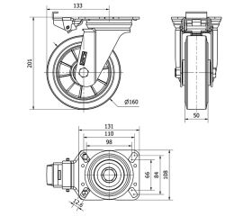 R.GIR.PLACA MEC.DIR.10ZVMD160-DEB ALUMINIO-GOMA NEGRA ELASTICA BOLAS