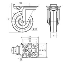 R.GIR.PLACA MEC.DIR.10ZVMD160-PGMR POLIAMIX-GOMA AZUL EJE RODILLOS