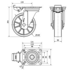 R.GIR.PLACA MEC.DIR.10ZVMD160-AUB ALUMINIO-POLIUR.NARANJA EJE BOLAS