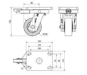 R.GIR.PLACA MEC.DIR.10HLBMD100-CIB HIERRO FUNDIDO EJE BOLAS