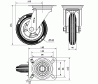 R.GIR.PLACA INOX.10ZVI160-PSN POLIAMIX-GOMA GRIS EJE LISO