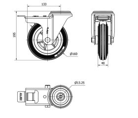 R.GIR.AGUJERO M12 FRENO INOX.20ZVIFD160-PSN POLIAMIX-GOMA GRIS LISO