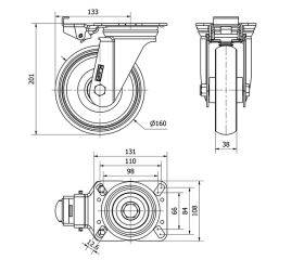 R.GIR.MEC.DIR.10ZVMD160-PGZN POLIAMIX-GOMA GRIS INYECT.EJE LISO