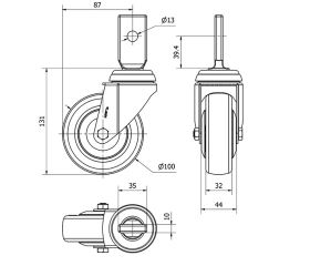 R.GIR.ESPIGA PLANA 32M100CP-PGAISB (AH GRANDES) GOMA GRIS EJE BOLAS
