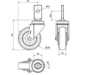 R.GIR.ESPIGA PLANA 32M100CP-PUISB(AH GRANDES) POLIP.-POL.GRIS BOLAS