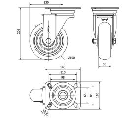 R.GIR.PLACA 10TV150-HUAB HIERRO-POLIUR.NARANJA EJE BOLAS BALONA
