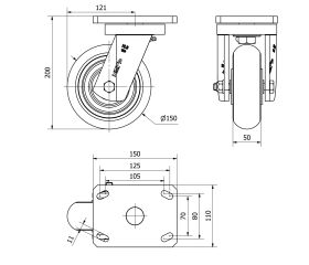 R.GIR.PLACA 10HLB150-HUAB HIERRO-POLIUR.NARANJA EJE BOLAS BALONA