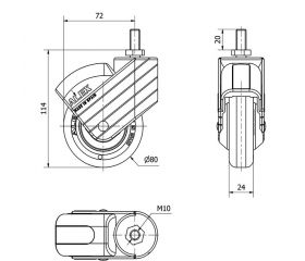 R.GIR.ESP.ROSC.M10x20 50HPC80CP-PGIC POLIAMIX-GOMA GRIS ANTIEST.LISO