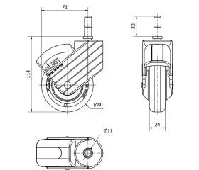 R.GIR.ESP.LISA M11x30 30HPC80CP-PGIC POLIAMIX-GOMA GRIS ANTIEST.LISO