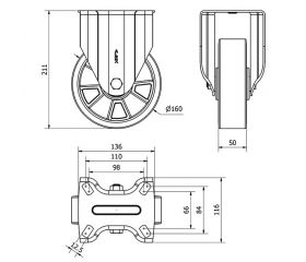 R.FIJA 17TV160-AUB ALUMINIO-POLIUR.NARANJA EJE BOLAS