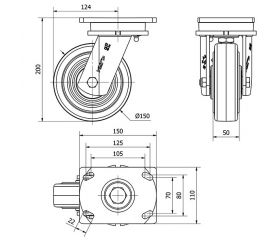 R.GIR.PLACA 10SLR150-HGB HIERRO-GOMA NEGRA NATURAL EJE BOLAS