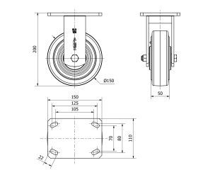 R.FIJA 17SLR150-HGB HIERRO-GOMA NEGRA NATURAL EJE BOLAS