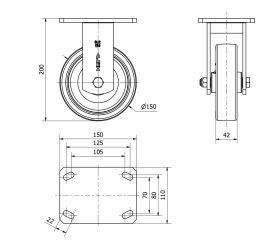 R.FIJA 17SLR150-PO NYLON BLANCO-POLIUR.ROJO EJE LISO