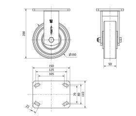 R.FIJA 17SLR150-HUB HIERRO-POLIUR.NARANJA EJE BOLAS