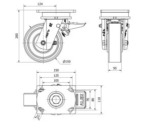 R.GIR.PLACA FRENO 10SLRFD150-HUB HIERRO-POLIUR.NARANJA EJE BOLAS