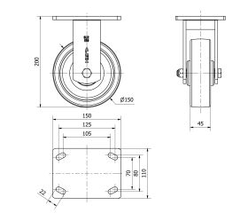 R.FIJA 17SLR150-FT NYLON BLANCO EXTRAFUERTE EJE LISO