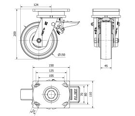 R.GIR.PLACA FRENO 10SLRFD150-FT NYLON BLANCO EXTRAFUERTE EJE LISO