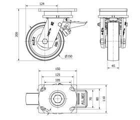 R.GIR.PLACA 10SLR150-CI HIERRO FUNDIDO EJE LISO