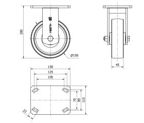 R.FIJA 17SLR150-CI HIERRO FUNDIDO EJE LISO