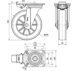 R.GIR.PLACA MEC.DIR.10ZVMD200-AUGB ALUMINIO-POLIUR.VERDE EJE BOLAS