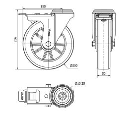 R.GIR.AGUJERO M12 FRENO 20ZVFD200-AUGB ALUMINIO-POLIUR.VERDE BOLAS
