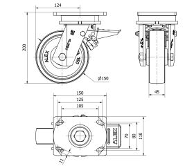 R.GIR.PLACA FRENO 10SLRFD150-CI HIERRO FUNDIDO EJE LISO